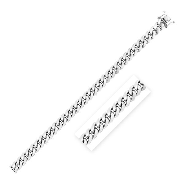 Size: 22'' - Sterling Silver Rhodium Plated Miami Cuban Chain 8.4mm