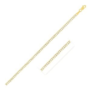 Size: 18” – 2.6 mm 14k Two Tone Gold Pave Curb Chain