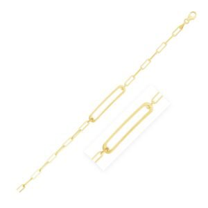Size: 7” – 14k Yellow Gold High Polish Open Curved Paperclip Bracelet