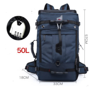 Color: Blue, Size: 50l – New double shoulder bag Oxford cloth bags male outdoor backpack large capacity baggage bag multifunction hiking bag