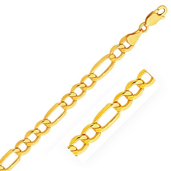 Size: 8.5'' - 6.5mm 10k Yellow Gold Lite Figaro Bracelet