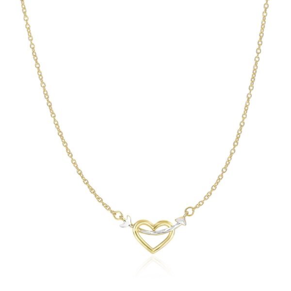 Size: 18'' - 14k Two-Tone Gold Necklace with Interlaced Heart and Arrow Charm