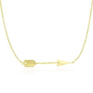 Size: 18” – 14k Yellow Gold Chain Necklace with Horizontal Arrow Pendant