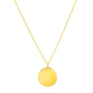 Size: 18” – 14K Yellow Gold Round Tag Necklace