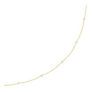 Size: 16” – 14k Yellow Gold Necklace with White Pearls