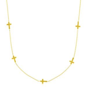 Size: 17” – 14k Yellow Gold Chain Necklace with Cross Stations