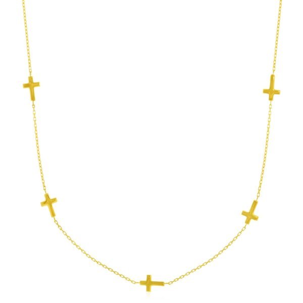 Size: 17'' - 14k Yellow Gold Chain Necklace with Cross Stations