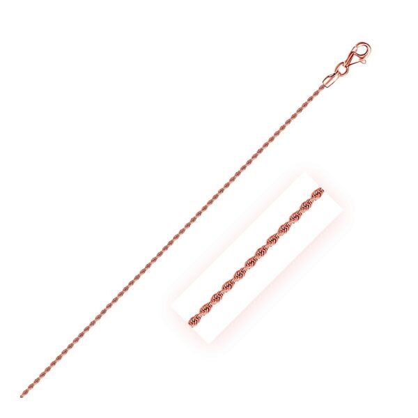 Size: 18'' - 14k Rose Gold Solid Diamond Cut Rope Chain 1.5mm