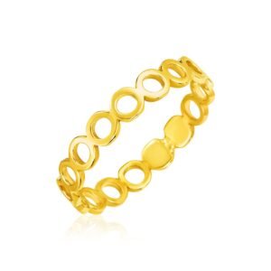 Size: 7 – 14k Yellow Gold Ring with Polished Open Circle Motifs