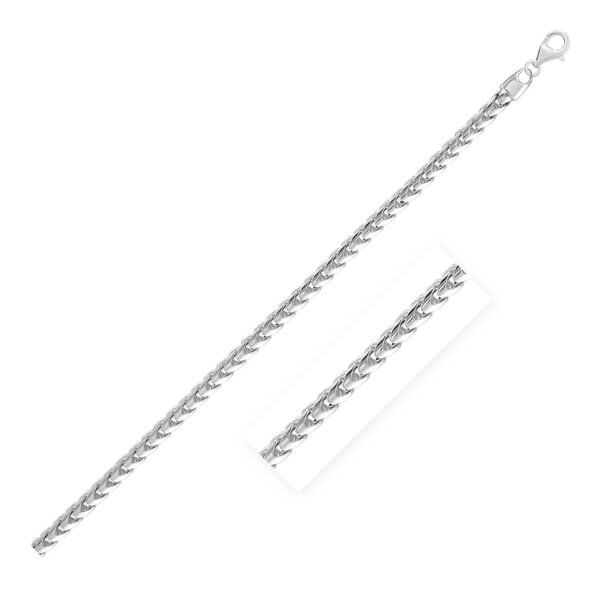 Size: 24'' - Sterling Silver Rhodium Plated Round Franco Chain 4.6mm