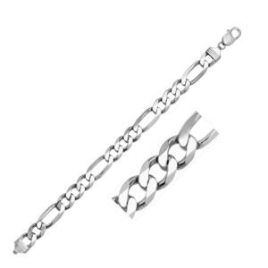 Size: 24” – Rhodium Plated 11.6mm Sterling Silver Figaro Style Chain