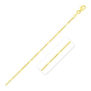 Size: 18” – Diamond Cut Bar Links Pendant Chain in 14k Yellow Gold (1.3mm)