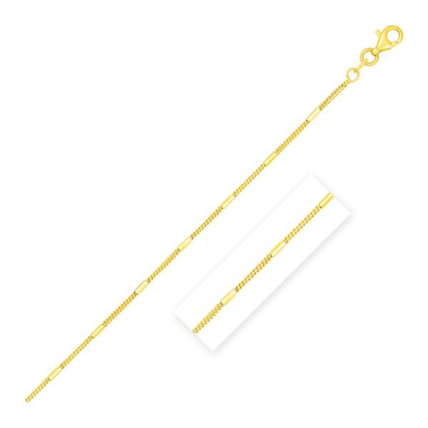 Size: 18'' - Diamond Cut Bar Links Pendant Chain in 14k Yellow Gold (1.3mm)