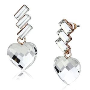 LO2756 – Rose Gold Iron Earrings with Top Grade Crystal  in Clear