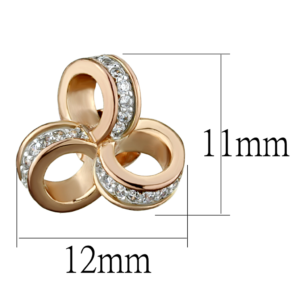 TS513 – Rose Gold + Rhodium 925 Sterling Silver Earrings with AAA Grade CZ  in Clear