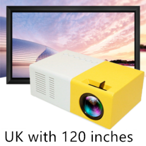 Color: UK with 120 inches – Portable Projector 3D Hd Led Home Theater Cinema HDMI-compatible Usb Audio Projector Yg300 Mini Projector