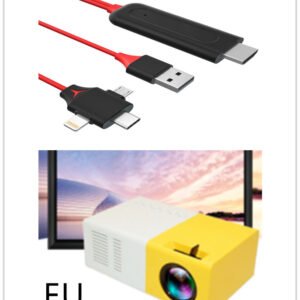 Color: EU and video cable – Portable Projector 3D Hd Led Home Theater Cinema HDMI-compatible Usb Audio Projector Yg300 Mini Projector