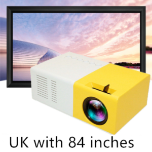 Color: UK with 84 inches – Portable Projector 3D Hd Led Home Theater Cinema HDMI-compatible Usb Audio Projector Yg300 Mini Projector