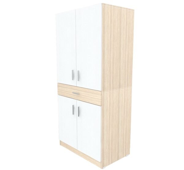 White And Natural Finish Wood Computer Hutch Desk - Image 5