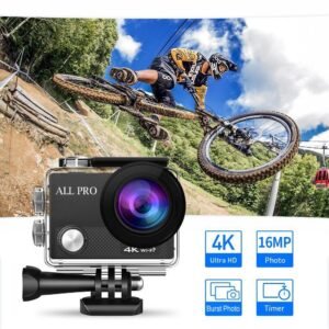 Color: Silver – 4K  Waterproof All Digital UHD WiFi Camera + RF Remote And Accessories