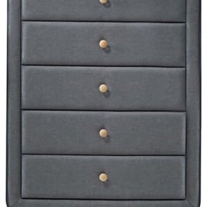 46″ Light Gray Upholstery 5 Drawer Chest Dresser With Light Natural Legs