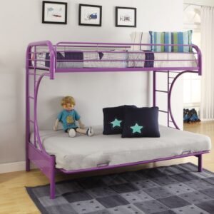 78″ X 41″ X 65″ Twin Over Full Purple Metal Tube Futon Bunk Bed