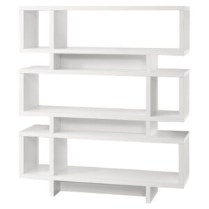 Modern 55″H White Finish Hollow Core Bookcase