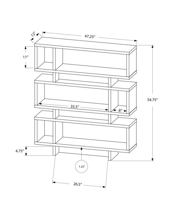 Modern 55"H White Finish Hollow Core Bookcase - Image 4