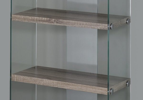 60" Particle Board And Clear Tempered Glass Bookcase - Image 4