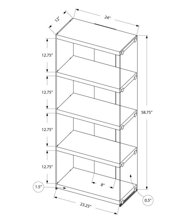 60" Particle Board And Clear Tempered Glass Bookcase - Image 5