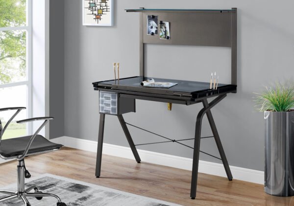 26" Adjustable Grey Rectangular Drafting Table - Image 3