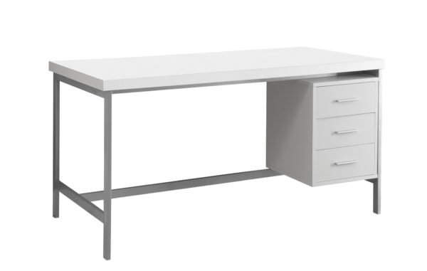 30" White Rectangular Computer Desk With Three Drawers - Image 2