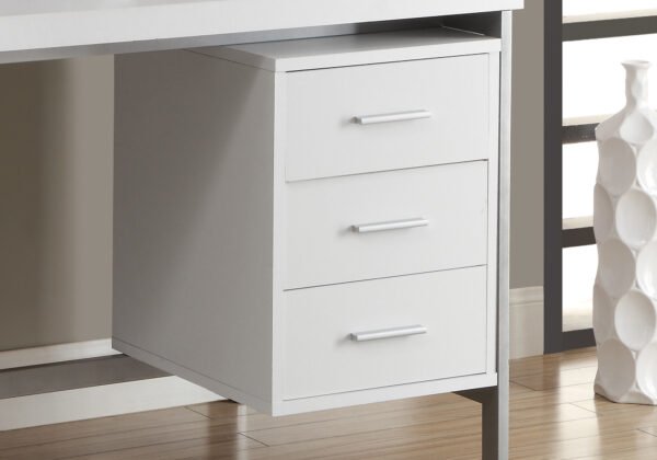 30" White Rectangular Computer Desk With Three Drawers - Image 3