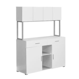 16.25″ X 47.25″ X 60″ White Silver Particle Board Hollow Core Metal  Office Cabinet