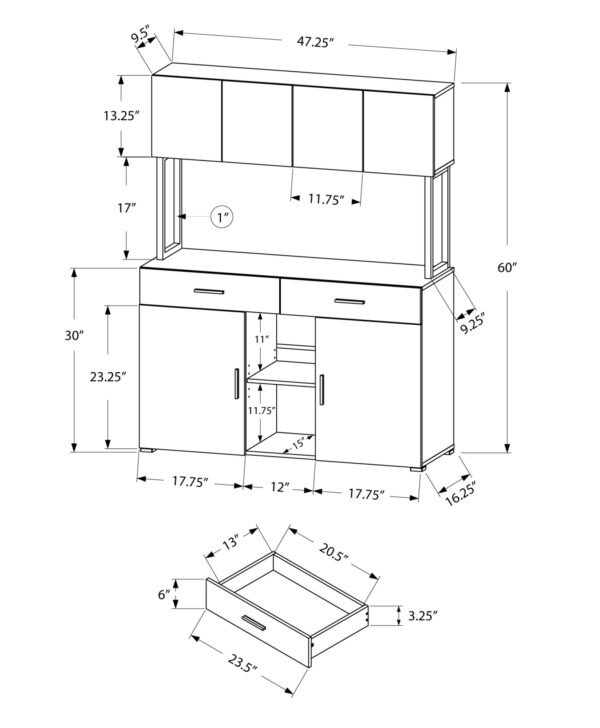 16.25" X 47.25" X 60" White Silver Particle Board Hollow Core Metal  Office Cabinet - Image 4