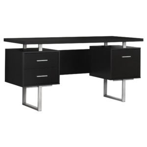 24″ Brown Rectangular Computer Desk With Three Drawers