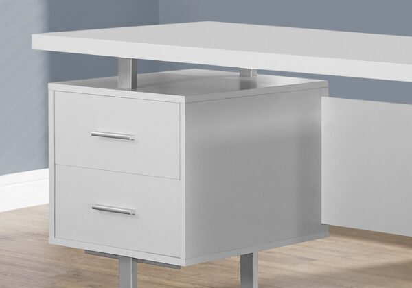 24" White Rectangular Computer Desk With Three Drawers - Image 3