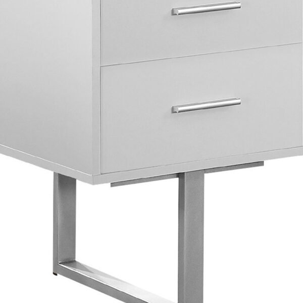 24" White Rectangular Computer Desk With Three Drawers - Image 6