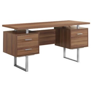 24″ Walnut Rectangular Computer Desk With Three Drawers