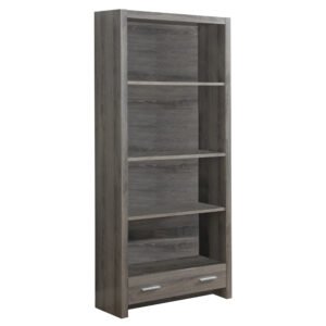 71″ Taupe Four Tier Barrister Bookcase With One Drawer