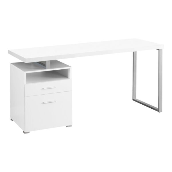 30" White Particle Board And Silver Metal Computer Desk - Image 3