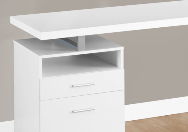 30" White Particle Board And Silver Metal Computer Desk - Image 4