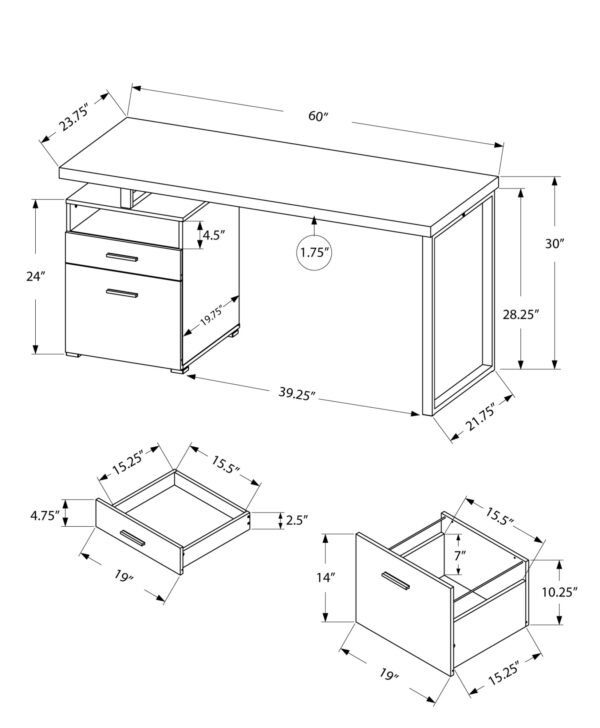 30" White Particle Board And Silver Metal Computer Desk - Image 5