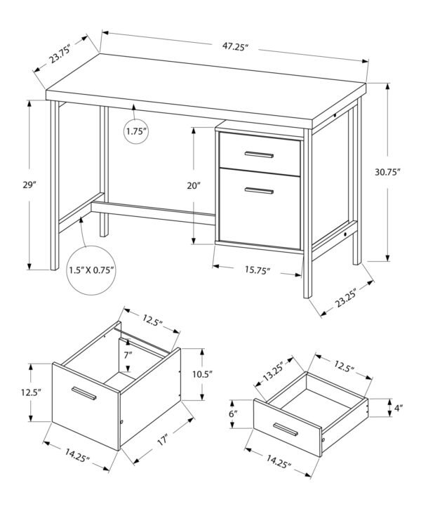 24" White Rectangular Computer Desk - Image 4