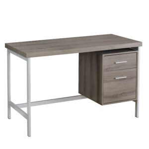 24″ Taupe Rectangular Computer Desk With Two Drawers