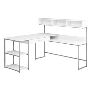 59″ White L-Shape Computer Desk