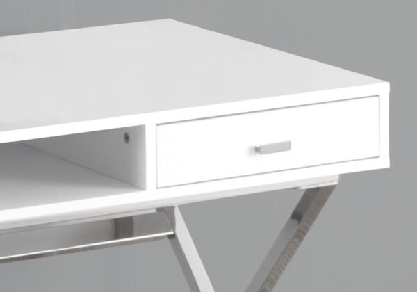 24" White Rectangular Computer Desk With Two Drawers - Image 3