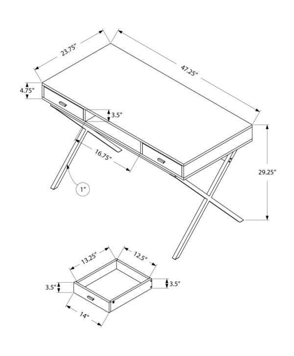 24" White Rectangular Computer Desk With Two Drawers - Image 4