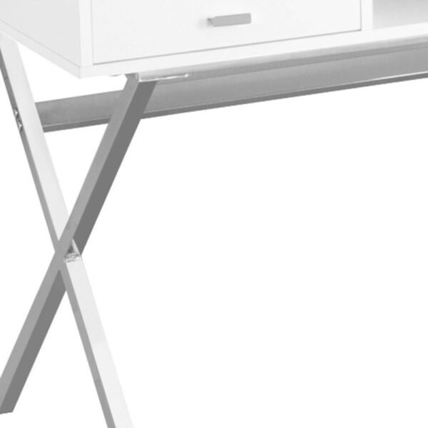 24" White Rectangular Computer Desk With Two Drawers - Image 6