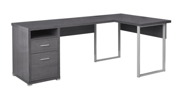 47" Grey L-Shape Computer Desk With Two Drawers - Image 2